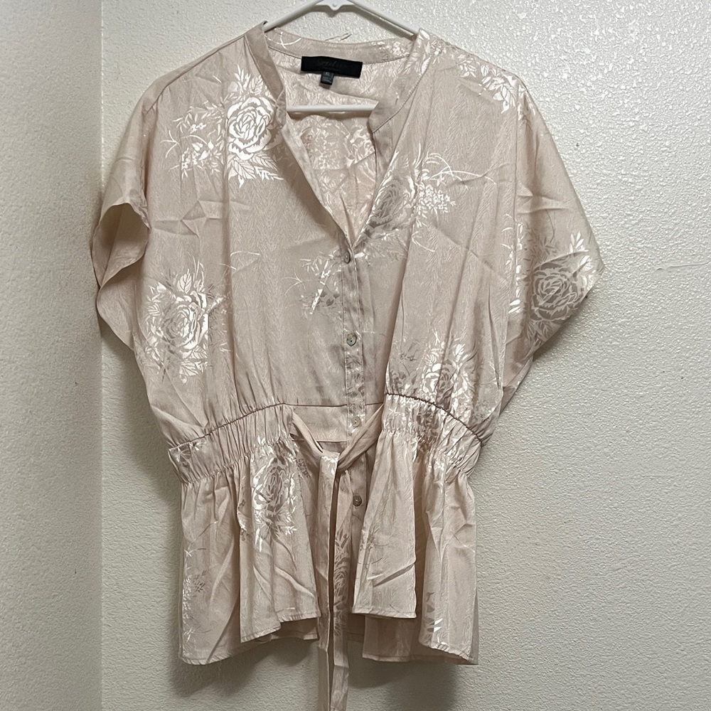Elegant Cream Floral Women's Top